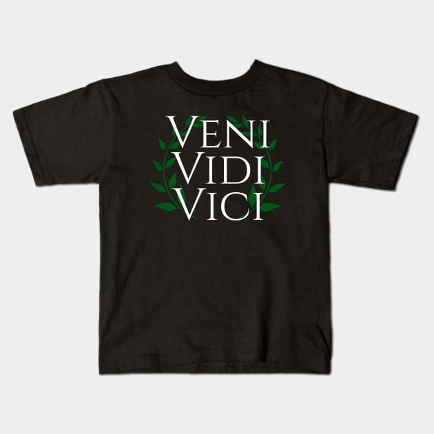 Veni Vidi Vici - I Came, I Saw, I Conquered - Roman History Julius Caesar Quote Kids T-Shirt by Styr Designs